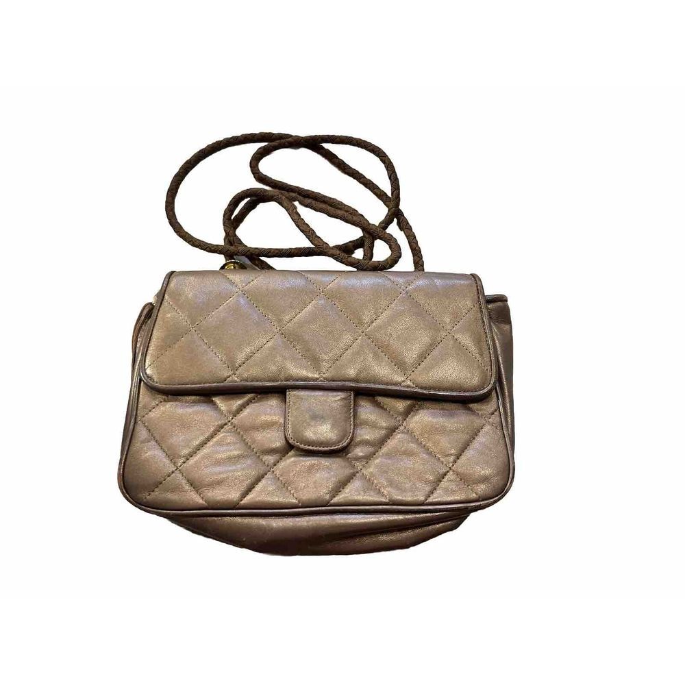 Jay Herbert New York Vintage Quilted‎ Calfskin Crossbody Purse Handbag Brown